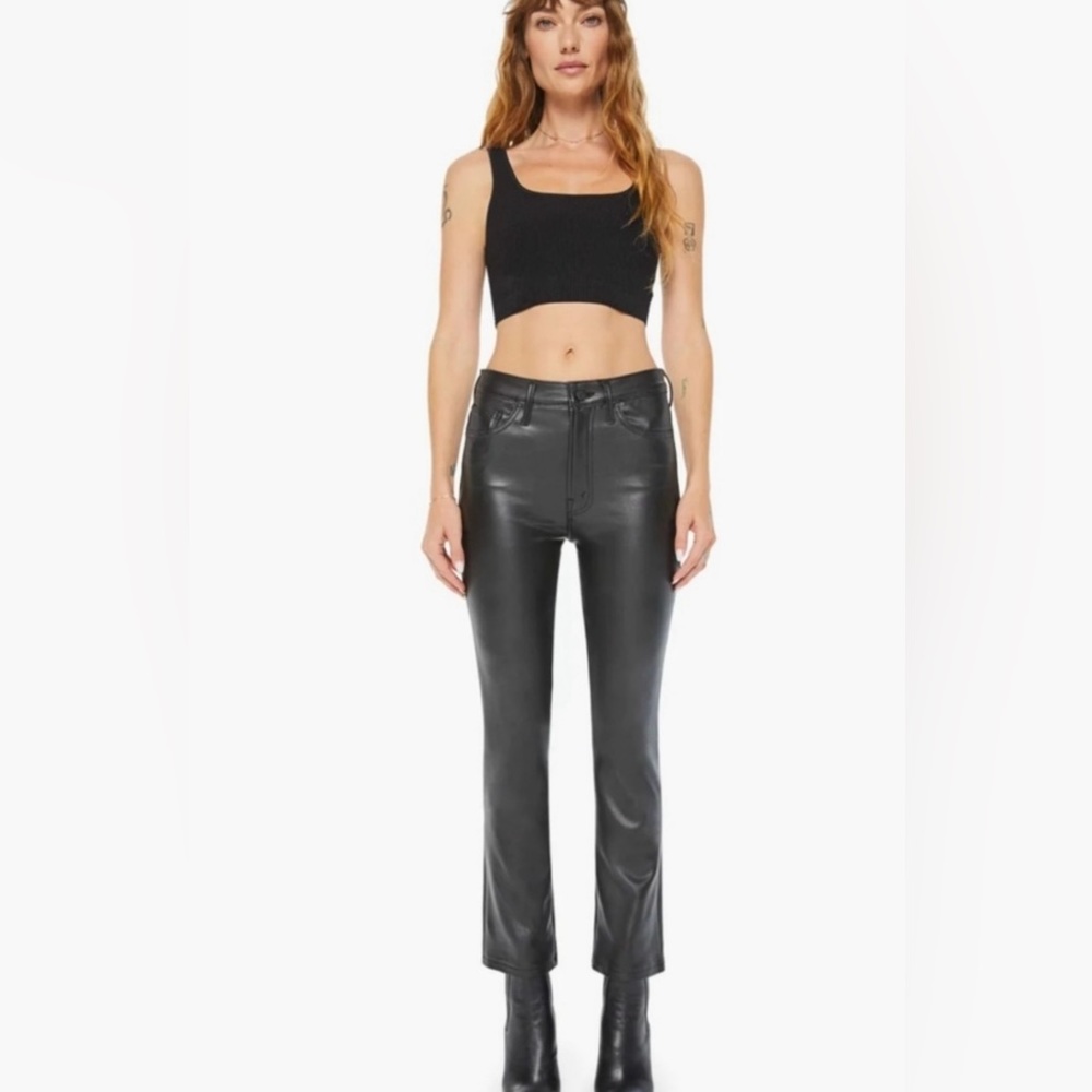 Mother Insider Ankle Black faux leather kick flare jean - sz 26